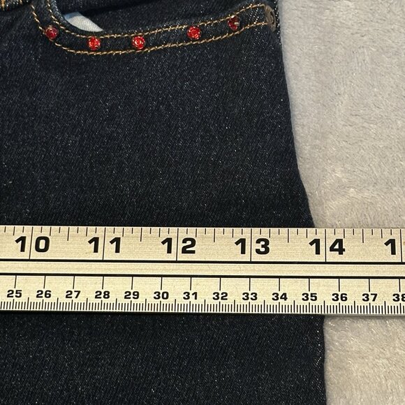 Girls Bootcut Jeans Sz 10 Dark Wash Rhinestone Pockets Denim Y2K Z Cavaricci - Picture 4 of 12